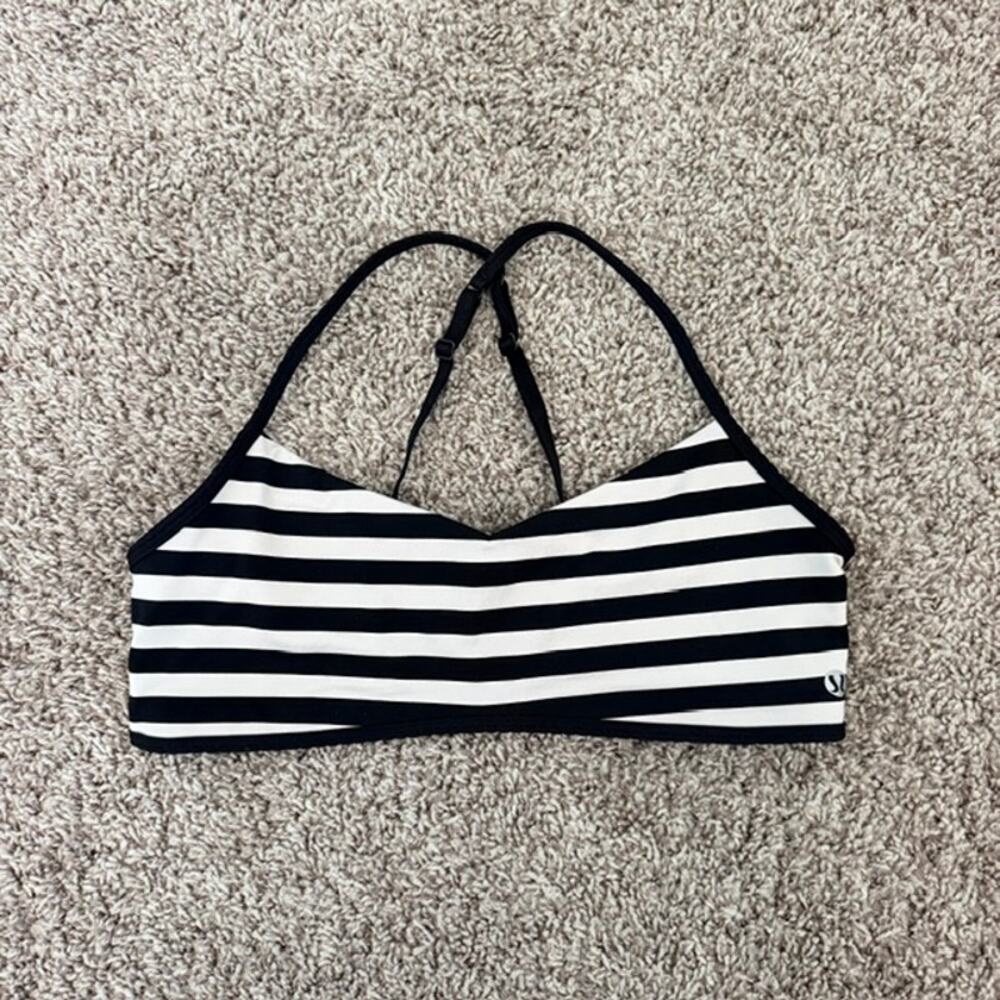 Lululemon 10 Hot Spell Bra Women M Apex Stripe Black Dune/Black Adjustable